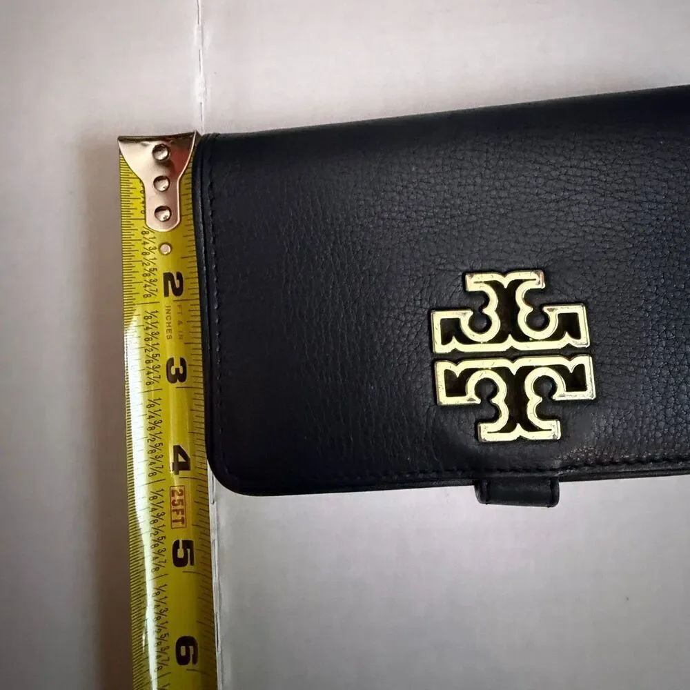 Tory Burch Black Leather Wristlet Wallet Clutch